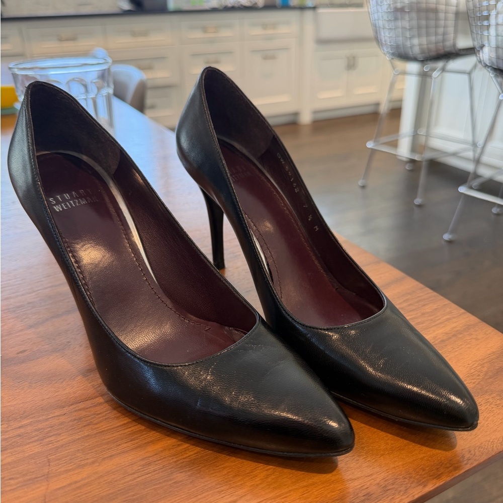 Stuart Weitzman Black Leather Heels